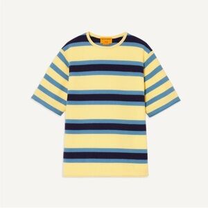 Guest in Residence Cashmere Classic Tee in Daisy/Navy/Teal size NWOT SMALL